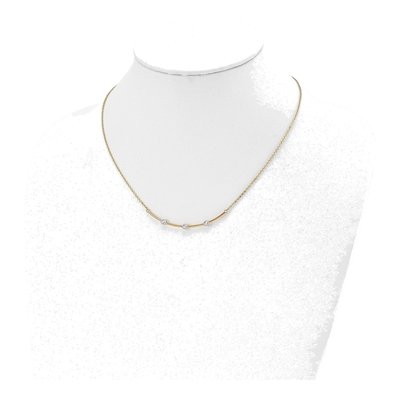 14K Two-Tone Gold Diamond-Cut Bar Necklace – view 5