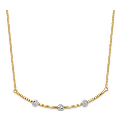 14K Two-Tone Gold Diamond-Cut Bar Necklace