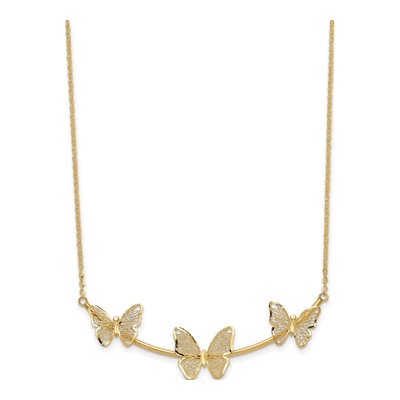 14K Yellow Gold Filigree Butterfly Bar Pendant Necklace – view 3