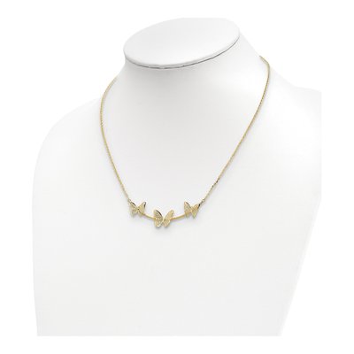 14K Yellow Gold Filigree Butterfly Bar Pendant Necklace – view 4