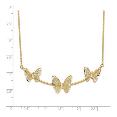 14K Yellow Gold Filigree Butterfly Bar Pendant Necklace – view 5