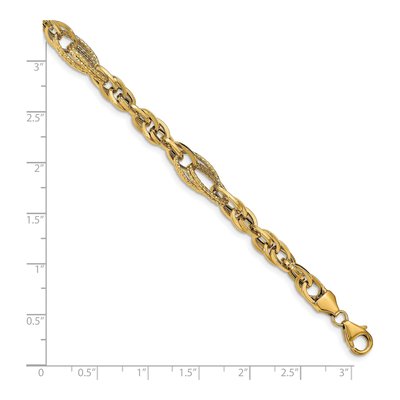 14K Yellow Gold 7.2mm Hollow Diamond-Cut Fancy Link Chain Bracelet – view 5