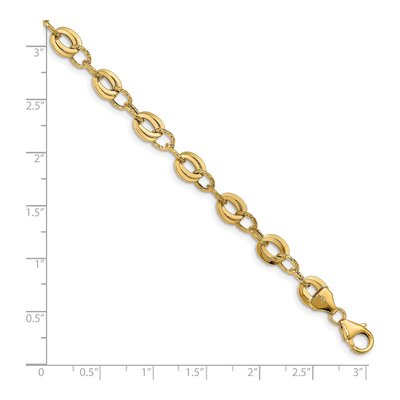 14K Yellow Gold 6.5mm Hollow Diamond-Cut Fancy Link Chain Bracelet – view 6