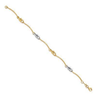 14K Two-Tone Gold Curved Bar Link Bracelet – view 3