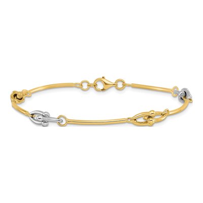 14K Two-Tone Gold Curved Bar Link Bracelet – view 4