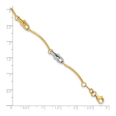 14K Two-Tone Gold Curved Bar Link Bracelet – view 6