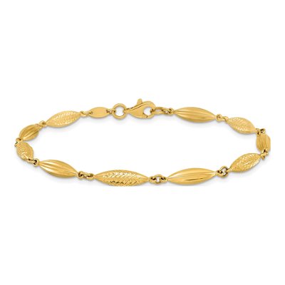 14K Yellow Gold Diamond-Cut Fancy Link Bracelet – view 4