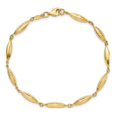 14K Yellow Gold Diamond-Cut Fancy Link Bracelet – view 5