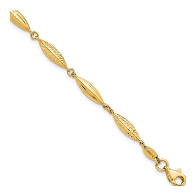 14K Yellow Gold Diamond-Cut Fancy Link Bracelet