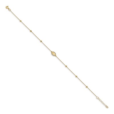 14K Yellow Gold Oval Cross Anklet – view 2