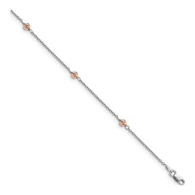 14K Two-Tone Gold Beaded Anklet
