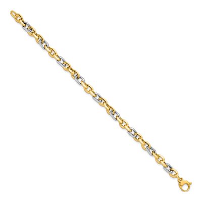 14K Two-Tone Gold 5.35mm Fancy Link Chain Bracelet – view 3
