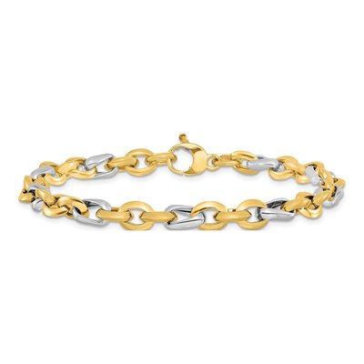 14K Two-Tone Gold 5.35mm Fancy Link Chain Bracelet – view 4
