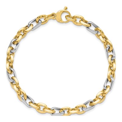 14K Two-Tone Gold 5.35mm Fancy Link Chain Bracelet – view 5
