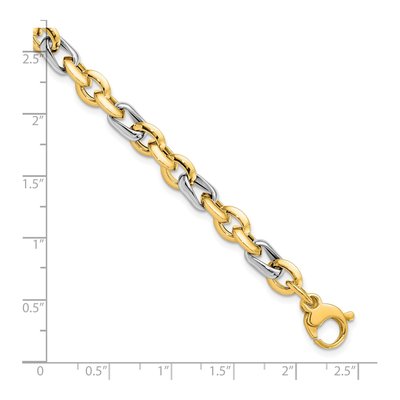 14K Two-Tone Gold 5.35mm Fancy Link Chain Bracelet – view 6