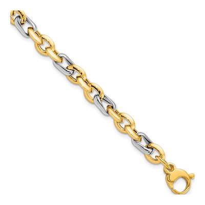 14K Two-Tone Gold 5.35mm Fancy Link Chain Bracelet