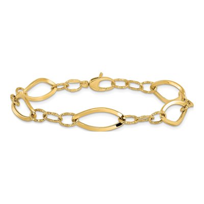 14K Yellow Gold 9.5mm Diamond-Cut Fancy Link Chain Bracelet – view 3
