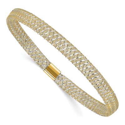 14K Yellow Gold Stretch Mesh Bangle Bracelet