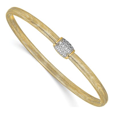 14K Yellow Gold CZ Stretch Bangle Bracelet