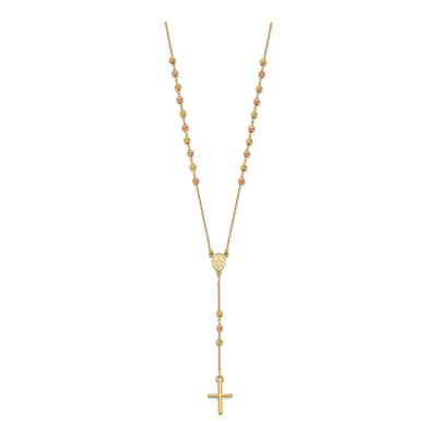 14K Two-Tone Gold Cross Y-Drop Pendant Necklace – view 3