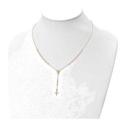 14K Two-Tone Gold Cross Y-Drop Pendant Necklace – view 4