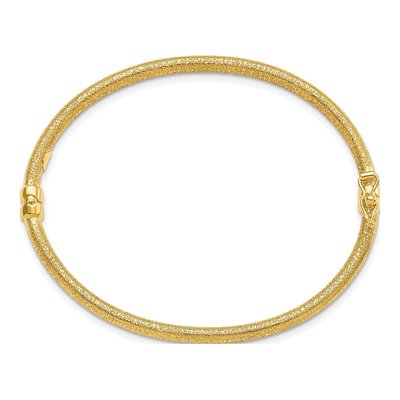 14K Yellow Gold Textured Hinged Bangle Bracelet – view 2