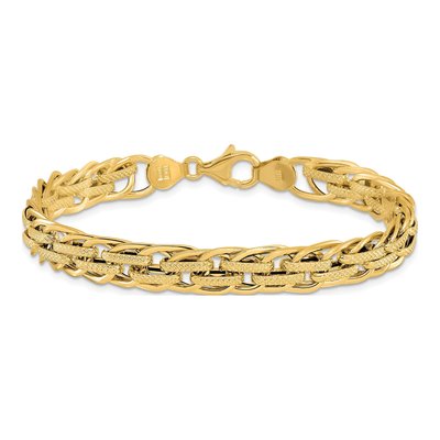 14K Yellow Gold Textured Fancy Link Bracelet – view 4