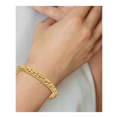14K Yellow Gold Textured Fancy Link Bracelet – view 5