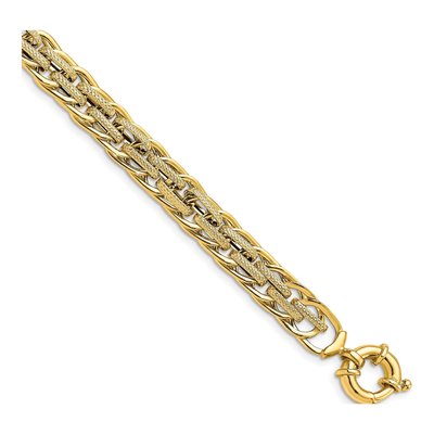 14K Yellow Gold Textured Fancy Link Bracelet