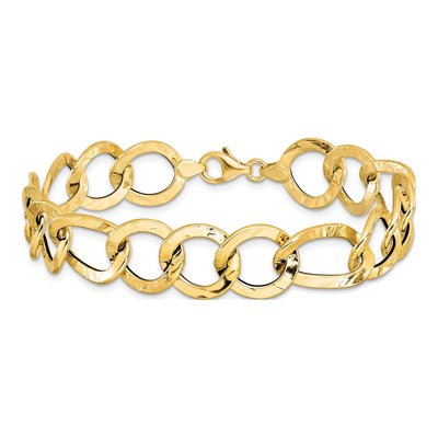 14K Yellow Gold 13.4mm Fancy Link Chain Bracelet – view 4