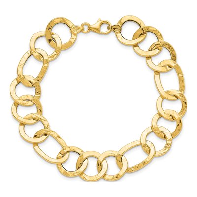 14K Yellow Gold 13.4mm Fancy Link Chain Bracelet – view 5