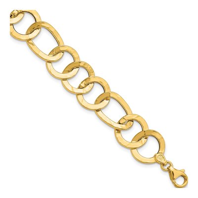 14K Yellow Gold 13.4mm Fancy Link Chain Bracelet