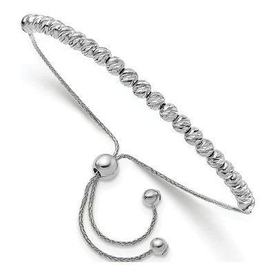 14K White Gold Beaded Bolo Bracelet