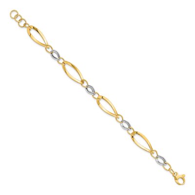14K Two-Tone Gold Diamond-Cut Link Bracelet – view 4