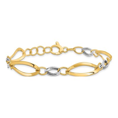 14K Two-Tone Gold Diamond-Cut Link Bracelet – view 5