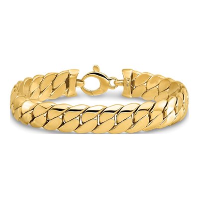 14K Yellow Gold 10.9mm Hollow Curb Chain Bracelet – view 4