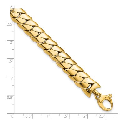 14K Yellow Gold 10.9mm Hollow Curb Chain Bracelet – view 5