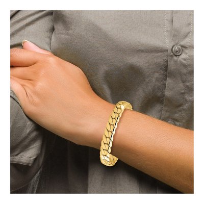 14K Yellow Gold 10.9mm Hollow Curb Chain Bracelet – view 6