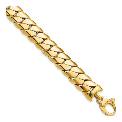 14K Yellow Gold 10.9mm Hollow Curb Chain Bracelet