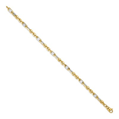 Men's 14K Two-Tone Gold 4.25mm Hollow Fancy Link Chain Bracelet – view 3