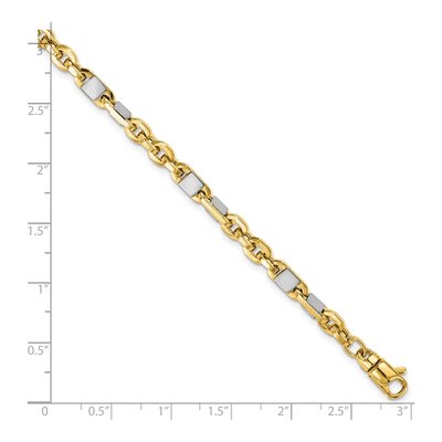 Men's 14K Two-Tone Gold 4.25mm Hollow Fancy Link Chain Bracelet – view 6