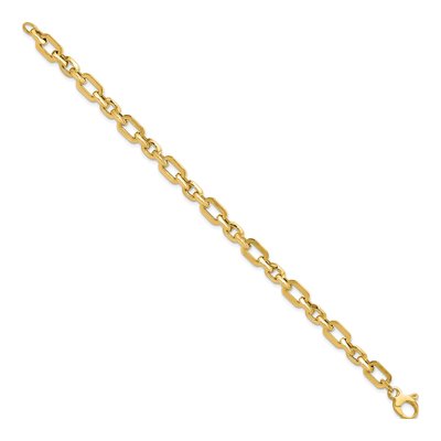 14K Yellow Gold 6.5mm Hollow Open Fancy Link Chain Bracelet – view 3