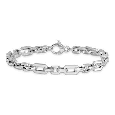 14K White Gold 6.75mm Hollow Fancy Link Chain Bracelet – view 3