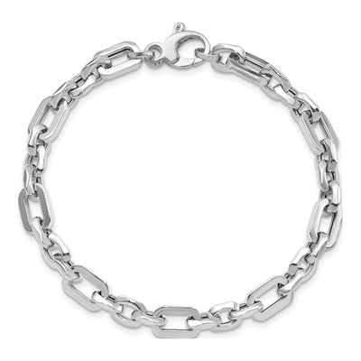 14K White Gold 6.75mm Hollow Fancy Link Chain Bracelet – view 4