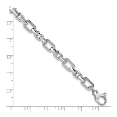 14K White Gold 6.75mm Hollow Fancy Link Chain Bracelet – view 5
