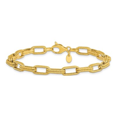14K Yellow Gold 5.7mm Hollow Fancy Link Chain Bracelet – view 4