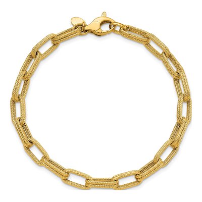 14K Yellow Gold 5.7mm Hollow Fancy Link Chain Bracelet – view 5