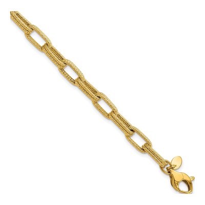 14K Yellow Gold 5.7mm Hollow Fancy Link Chain Bracelet