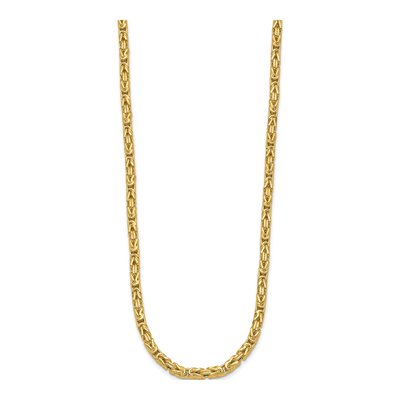 14K Yellow Gold 3.5mm Hollow Byzantine Chain – view 4