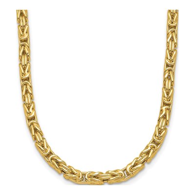 14K Yellow Gold 3.5mm Hollow Byzantine Chain